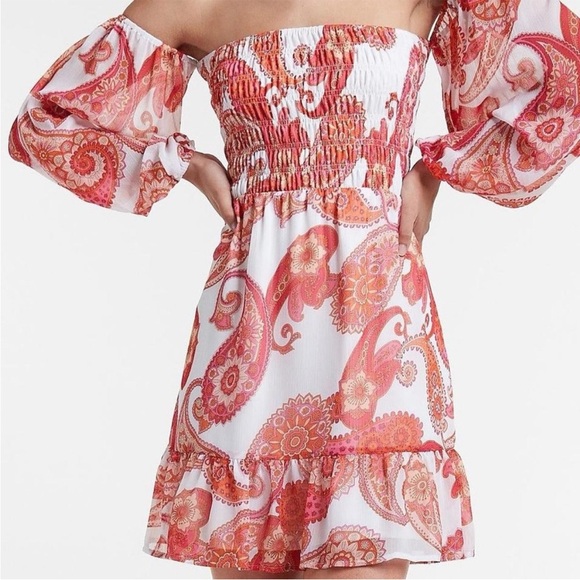 Express Dresses & Skirts - Express Off the Shoulder Paisley Print Dress